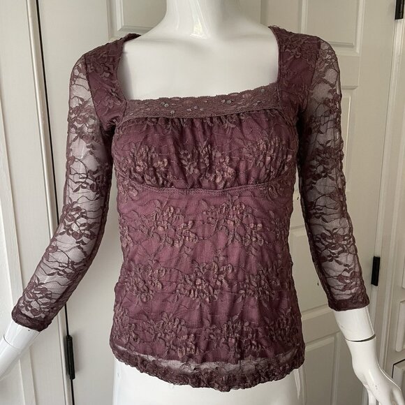 MCM Tops - MCM Y2K Lace Overlay Milkmaid Mesh Fairy Top Whimsigoth Size Petite M
